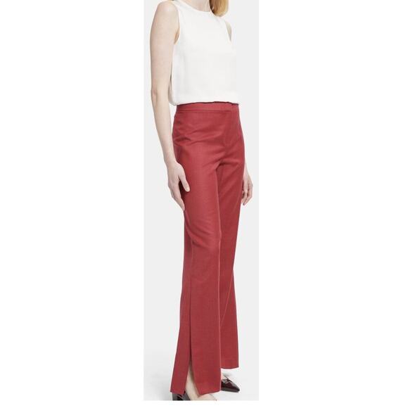 NWT Theory Women’s Slit Hem Pants in Wool Flannel Size 6 ‘Pink Ruby’ sz 2 - Picture 1 of 13